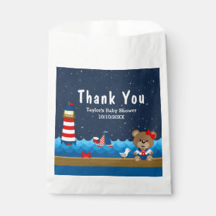 Nautical Girl Bear Red Baby Shower Thank You Favour Bags