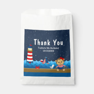Nautical Girl Monkey Red Birthday Party Thank You Favour Bags