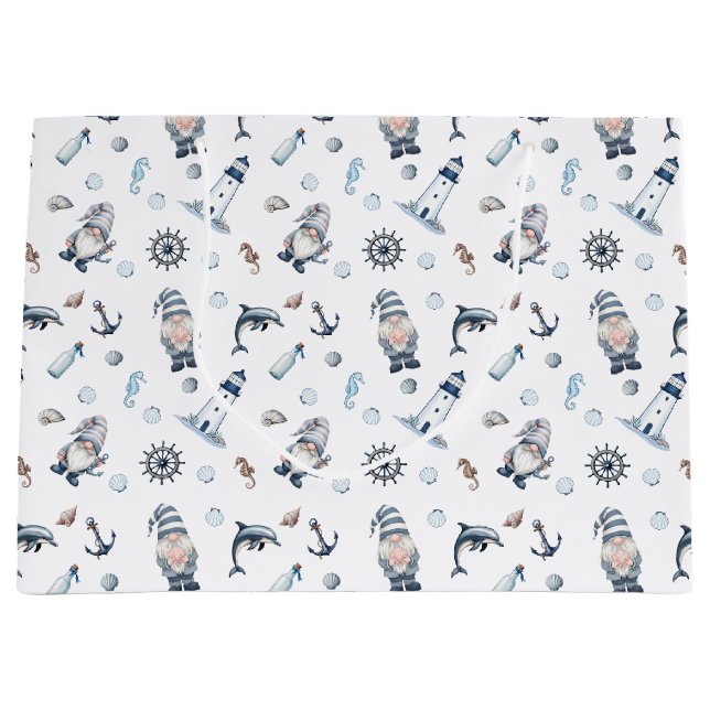 Nautical Gnomes! Large Gift Bag (Front)