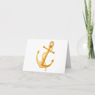 Nautical Gold Anchor Beach Wedding Hello Thank You Card
