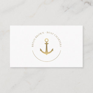 Nautical Gold Anchor Logo Business Card