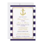 Nautical Gold Anchor Navy Stripe Rehearsal Dinner