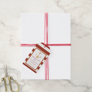 Nautical Gold Anchor, Red Brick & Gold Wedding Gift Tags