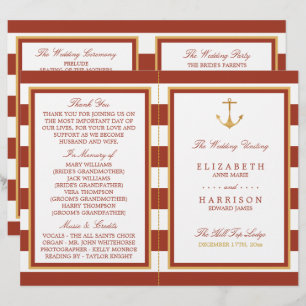 Nautical Gold Anchor, Red Brick Wedding Programme
