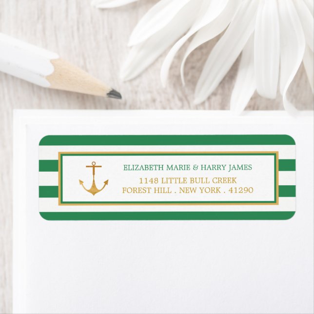 Nautical Gold Anchor, Sea Green & Gold Wedding (Insitu)