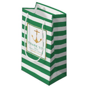 Nautical Gold Anchor, Sea Green & Gold Wedding Small Gift Bag
