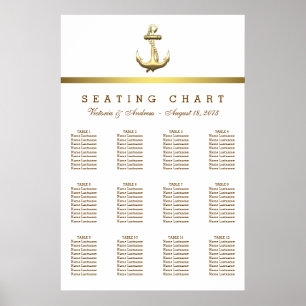 Nautical Gold Anchor Wedding Seating Chart