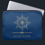 Nautical Gold Boat Wheel,Navy Blue     Laptop Sleeve<br><div class="desc">This image features an gold boat wheel, on a navy blue background.</div>