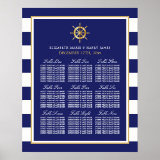 Nautical Gold Wheel, Navy & Gold Seating Chart