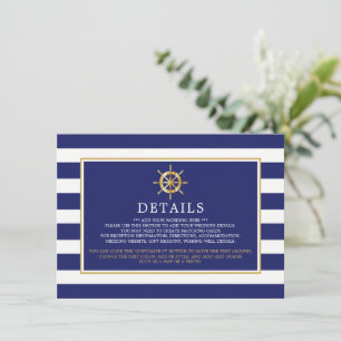 Nautical Gold Wheel, Navy & Gold Wedding Detail Enclosure Card