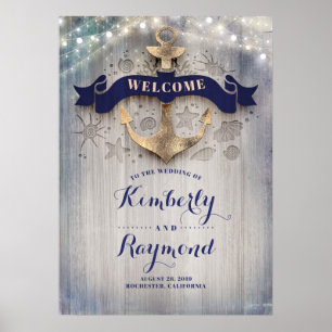Nautical Golden Anchor Wedding Welcome Sign