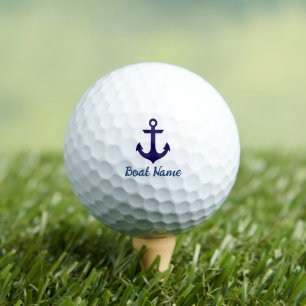 Nautical Golfer Anchor Boat Name Navy Blue Golf Balls