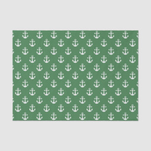 Nautical Green and White Anchor Pattern Tissue Paper