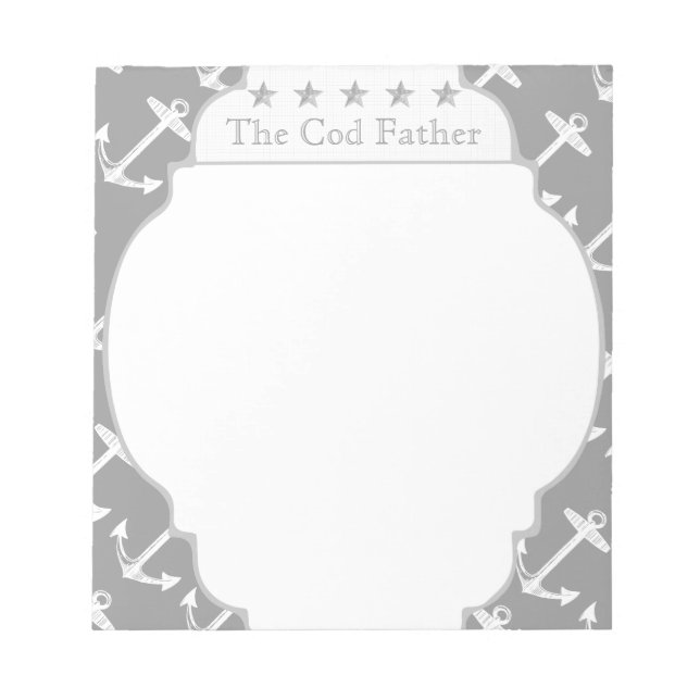 Nautical Grey Anchor Notepad (Front)