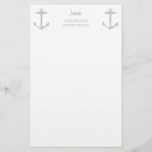 Nautical Grey Anchor Stationery