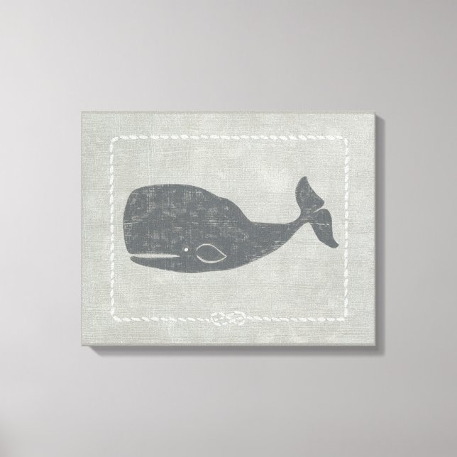 Nautical Grey Whale Canvas Print (Front)