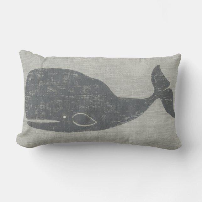 Nautical Grey Whale Lumbar Cushion (Front)