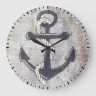 Nautical Grungy Anchor Rustic Wall Clock