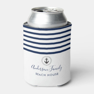 Nautical Handwritten Family Beach House Can Cooler