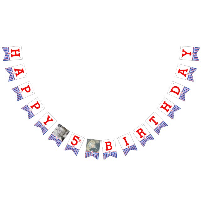 Nautical Happy Birthday 5th kids age bunting Bunting (All)
