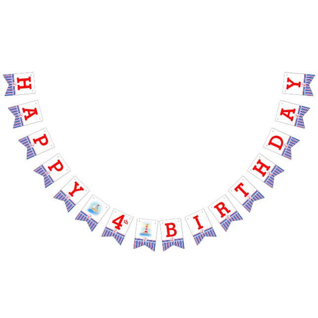 Nautical Happy Birthday kids age bunting Bunting (All)