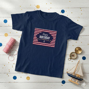 Nautical Happy Birthday Kids T-Shirt – Navy & Red 