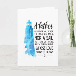 Nautical Happy Father's Day Blue Watercolor Card