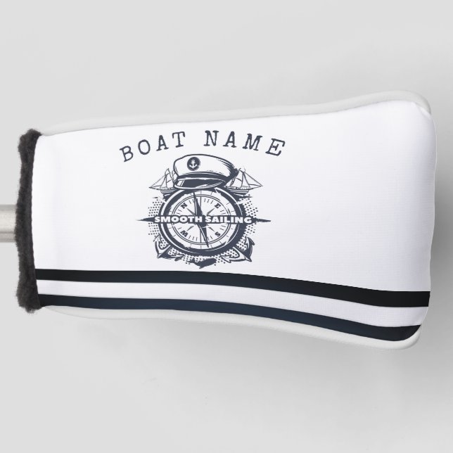 Nautical Hat, Anchor,Wheel Navy Blue Striped   Golf Head Cover (Front)