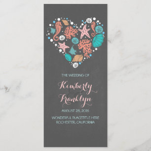 Nautical Heart Beach Wedding Programs Programme