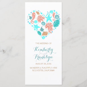 Nautical Heart Beach White Wedding Programs Programme
