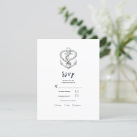 Nautical Heart Rope Anchor Coastal Wedding RSVP
