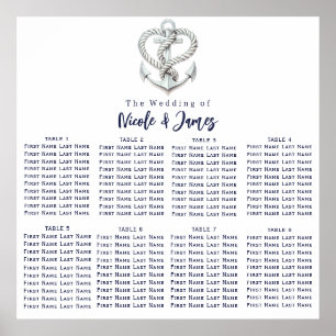 Nautical Heart Rope Anchor Wedding Seating Chart
