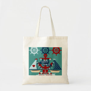 Nautical Hello Sailor Anchor Sail Boat Design Tote Bag