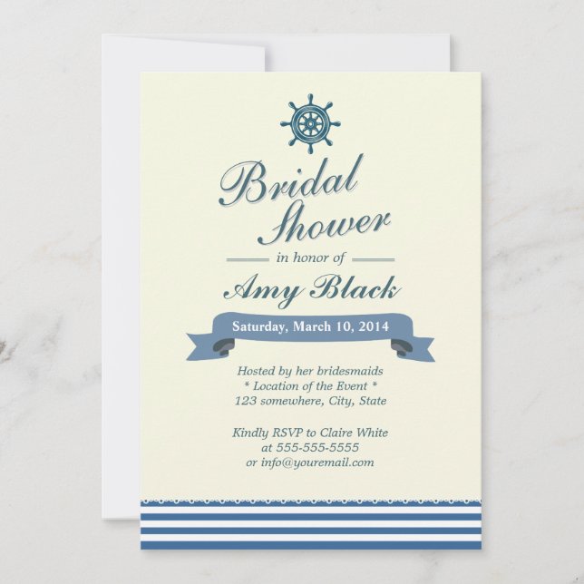 Nautical Helm Wheel Bridal Shower Invitations (Front)