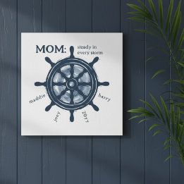 Nautical Heritage Ship Wheel Mom and Family Names Canvas Print