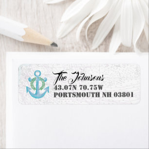 Nautical Holiday Watercolor Anchor Return Address
