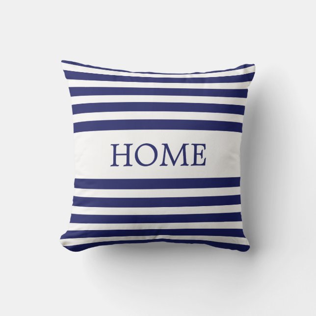 Nautical Home on Blue & White Striped Cushion (Front)