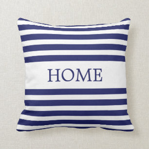 Nautical Home on Blue & White Striped Cushion