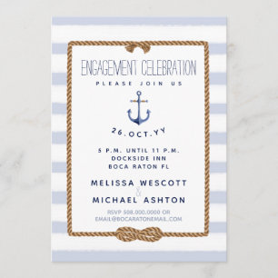 Nautical Infinity Knot Blue & White Engagement Invitation