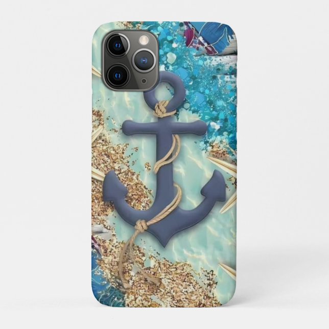 Nautical iPhone Case with Blue Anchor (Back)