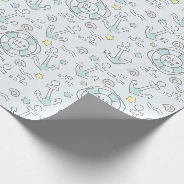 Nautical It's A Boy Wrapping Paper (Corner)