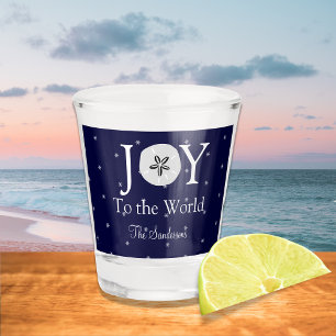 Nautical Joy Sandollar Blue White Christmas   Shot Glass