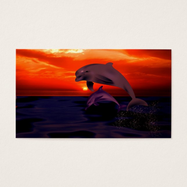 Nautical Jumping Dolphins Orange Ocean Sunset (Front)