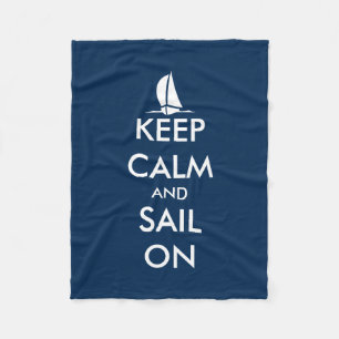 Nautical keep calm and sail on fleece blanket