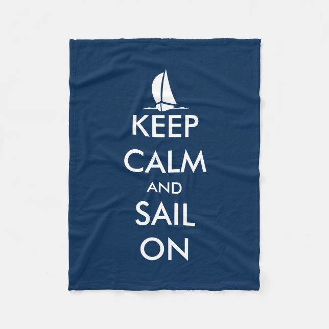 Nautical keep calm and sail on fleece blanket (Front)
