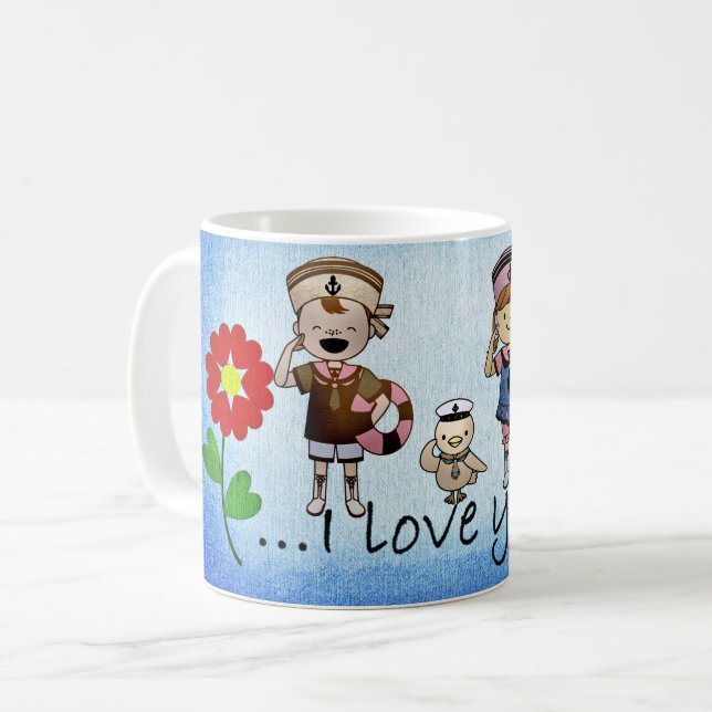 Nautical Kids Beach & Ocean Themed for Moms and Fa Coffee Mug (Front Left)