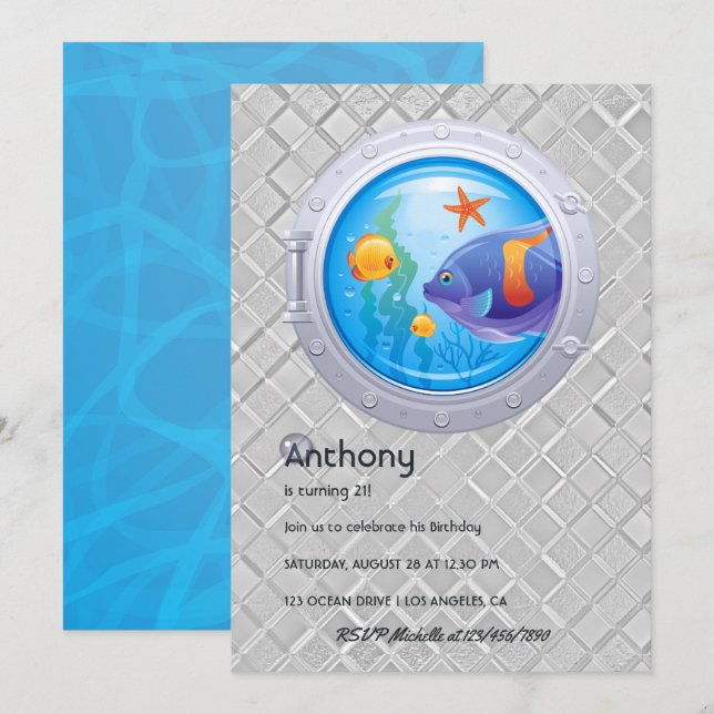 Nautical Kids Birthday Invitation (Front/Back)