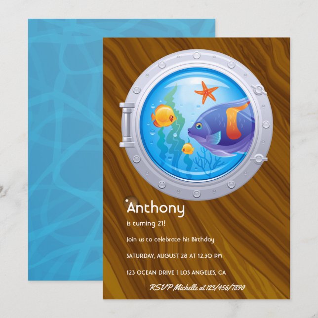 Nautical Kids Birthday Invitation (Front/Back)