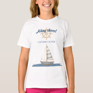 Nautical Kids Birthday Navy Blue & White boat T-Shirt
