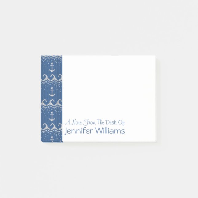 Nautical Knit Pattern | Add Your Name Post-it Notes (Front)